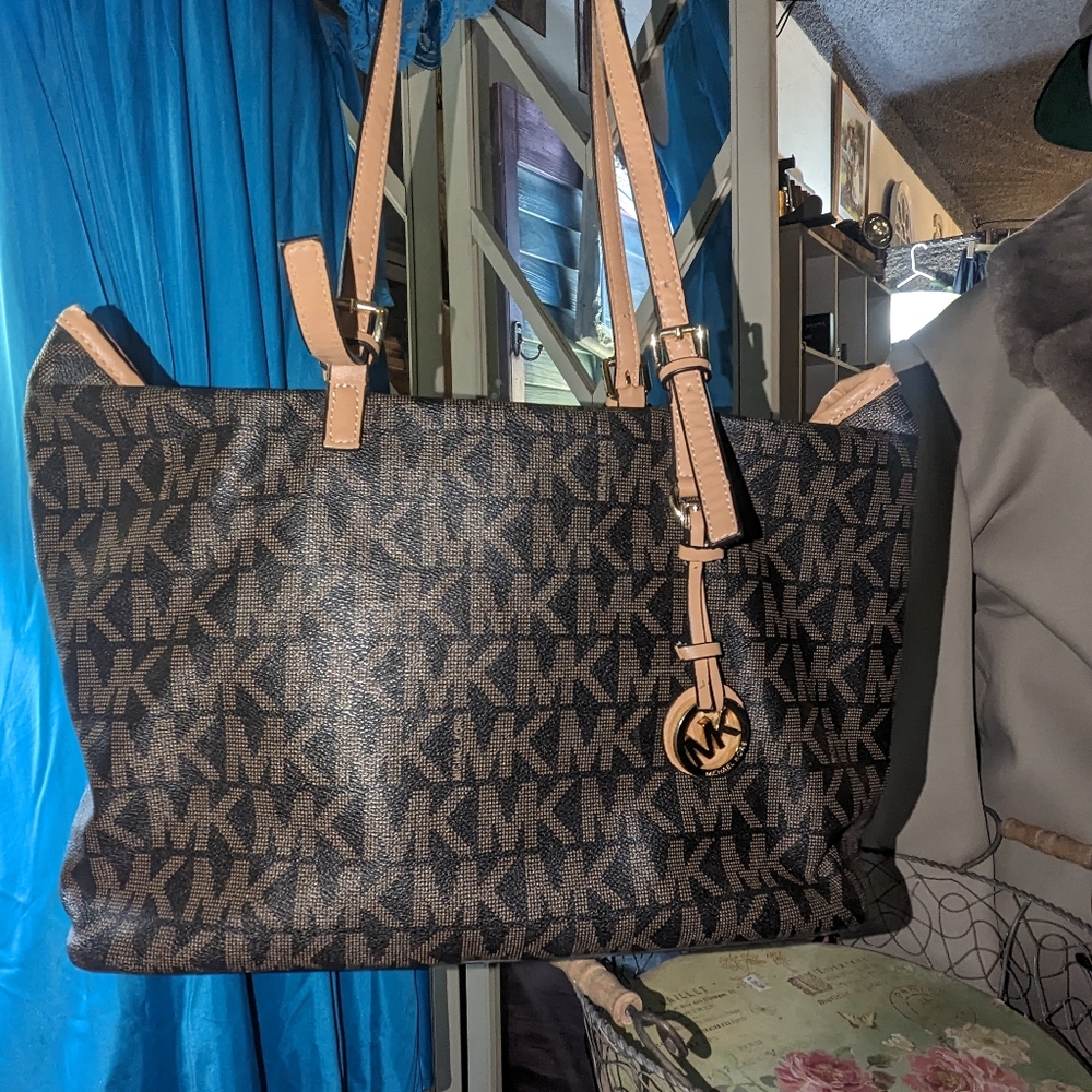 Michael Kors monogrammed brown tote bag